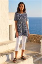 Navy Patchwork Mono Print Tunic Top, Image 2 of 4