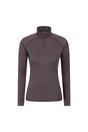 Brown Merino Wool Zip Neck Thermal Top, Image 2 of 5