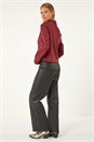 Wine Faux Suede Biker Jacket, Image 3 of 6