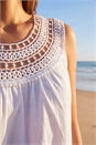 Ivory  Crochet Trim Vest Top, Image 4 of 4