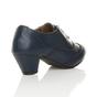 Navy Blue AJVANI Navy Blue Mid Heel Brogue Ankle Boots Shoe Boots, Image 4 of 6