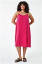 Pink Curve Strappy Cotton Pocket Dress, Image 2 of 5