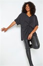 Silver Curve Twist Front Glitter Stretch Tunic Top, Image 3 of 7