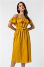 Ochre Broderie Belted Bardot Dress, Image 3 of 5
