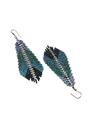 Blue Feather Crystals Studded Earrings, Image 3 of 5