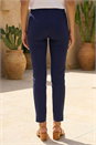 Navy  Full Length Elastic Waist Stretch Trousers, Image 3 of 4