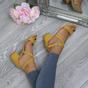 Yellow AJVANI Yellow Mid Block Heel Crossed Straps Sandals, Image 5 of 6