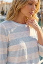 Blue Embellished Stripe Stretch Top, Image 4 of 4