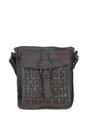 Dark Grey 'Tramonto' Vintage Woven Leather Crossbody Bag, Image 1 of 4
