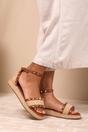 Tan 'Katara' Studded Gladiator Braided Strap, Image 5 of 5