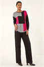 Black Ribbed Colour Block Knit Jumper, Image 2 of 5