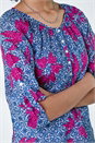 Denim Floral Tile Print Top, Image 5 of 5