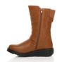 Tan Low Wedge Heel Comfort Calf Biker Boots, Image 3 of 6