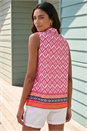 Red Geo Border Print Button Up Blouse, Image 3 of 4