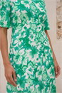 Teal Floral Print Angel Sleeve Midi Dress, Image 4 of 4