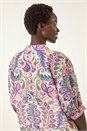 Purple Floral Print V-Neck Blouse, Image 4 of 5