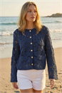 Navy Crochet Knit Jacket, Image 1 of 4