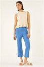Light Blue Seam Detail Cropped Trouser, Image 2 of 5