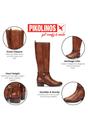 Brown Womens Leather Knee High Boots -W1U-9764, Image 3 of 6