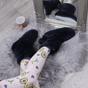 Navy Blue AJVANI Navy Blue Faux Fur Lined Slip On Memory Foam Mules Slippers, Image 5 of 6