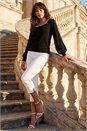 Black Square Neck Pearl Trim Knit Jumper, Image 3 of 4