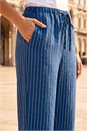 Blue Petite Stripe Pull On Stretch Trouser, Image 4 of 4