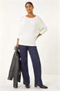 Ivory Ribbed Fitted Knit Jumper, Image 1 of 5