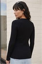 Black Square Neck Ribbed Knit Top, Image 3 of 4