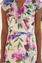 White Floral Frill Wrap Midi Dress, Image 4 of 4