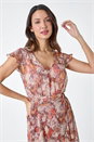 Stone Snake Print Asymmetric Tiered Midi Dress, Image 4 of 5