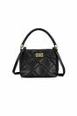 Black Quilted Top-Handle Crossbody Mini Handbag - Black, Image 2 of 2