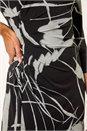 Black Abstract Side Ruched Midi Dress, Image 5 of 7