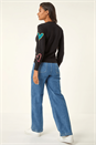 Black Heart Print Knitted Jumper , Image 3 of 5