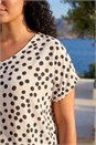 Ivory  Curve Spot Print Cocoon Stretch Top, Image 4 of 4
