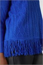 Blue Cable Knit Roll Neck Fringed Jumper, Image 6 of 6
