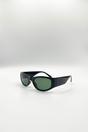 Black SVNX Black Racer Wrap Around Sunglasses In Black, Image 3 of 5