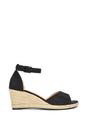 Black XY LONDON Black 'Angelica' Strappy Espadrille Wedge Heel Sandals With Peep Toe, Image 1 of 1