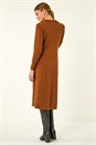 Copper Scallop Detail Knitted Midi Dress, Image 4 of 7