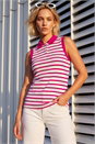 Pink Stripe Collar Vest Top, Image 1 of 4