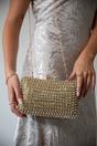 Gold Gold Diamante Clutch With Round Handle, Image 1 of 1