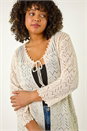 Natural  Curve Crochet Tie Front Cardigan, Image 1 of 5