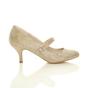 Gold Mid Heel Mary Jane Court Shoes, Image 2 of 6