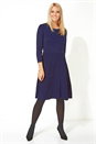 Navy  Fit and Flare Knitted Dress, Image 2 of 5