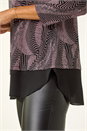 Pink Printed Chiffon Hem Top, Image 5 of 5