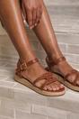 Tan 'Julia' Wide Fit Flatform Sandal Stylish Cut, Image 1 of 5