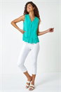 Jade Embroidered Sleeveless Crinkle Blouse, Image 2 of 5