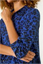 Royal Blue Swing Shape Animal Print Blouse, Image 5 of 5