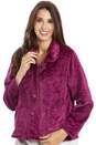 Burgundy Camille Lingerie Burgundy Button Up Rose Embossed Bed Jacket, Image 1 of 5