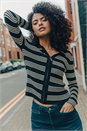 Stone Striped Zip Through Knitted Top, Image 6 of 10