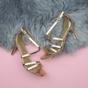 Rose Gold AJVANI Rose Gold High Heel Crossed Straps Buckle Sandals, Image 4 of 6